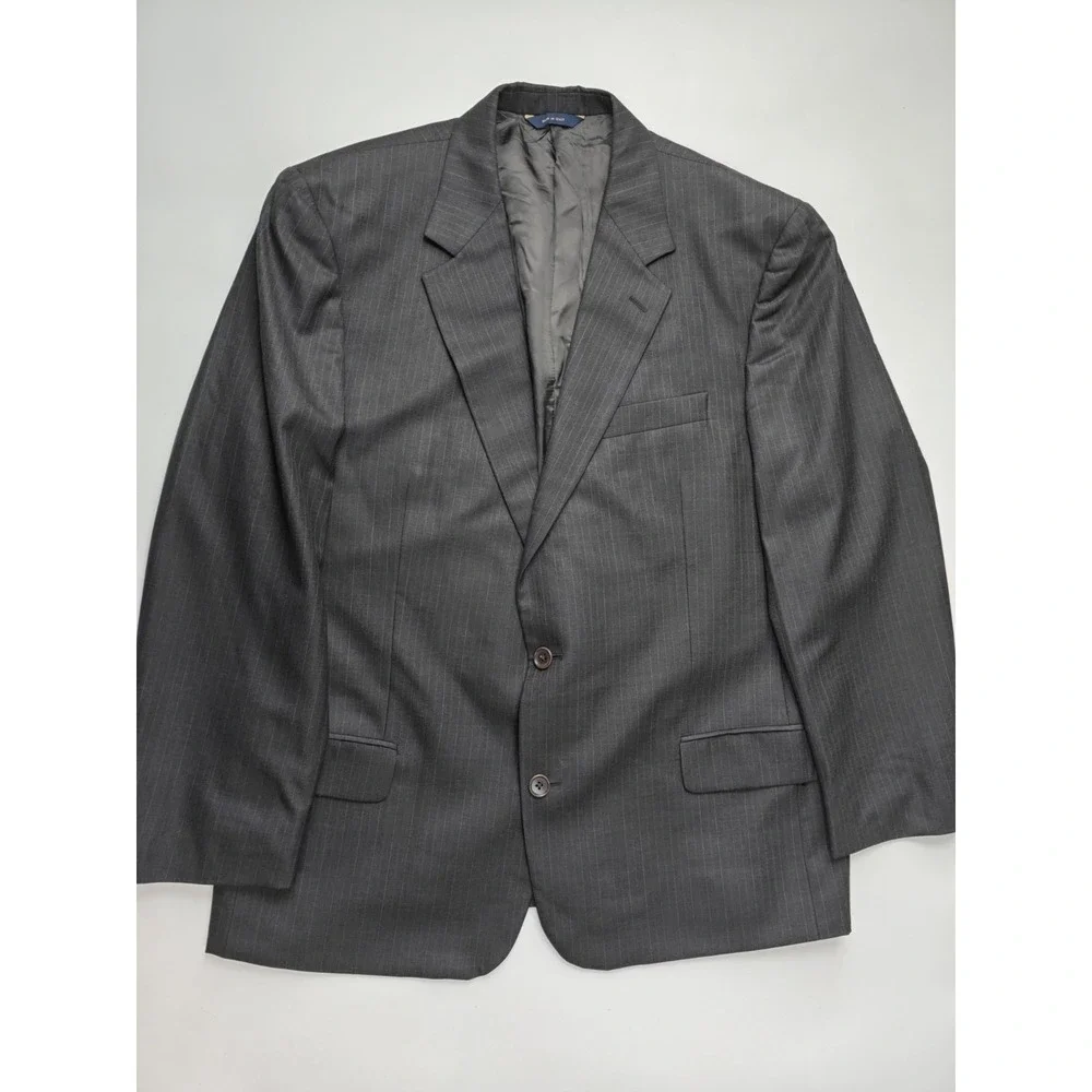 Brooks Brothers Madison Mens 44L Wool Sport Coat Gray Pinstripe Italy Blazer